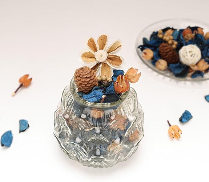 Potpourri Bowl Filler, Spring Pot pourri Dried Flower Vase Fill Mix, Home Decor Scented Dry Poporri, 3 Color Options Natural Flower Home Decor (Blue)