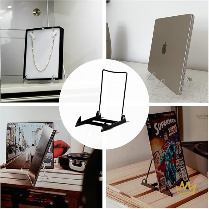KINGDOM SOLUTIONS MADE IN USA 2-Pack Adjustable Acrylic Easels - Plate Stand - Sturdy Book Stand for Art, Pictures, Plates, Frames - Unique on the Market