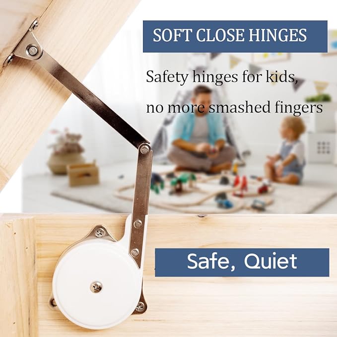 Toys Box Hinges Soft Close - APFFSY Lid Support Chest Hinges for Wooden Toy Box, Cedar, Storage Trunk & Benches, Soft Close Hinges for Toy Box Safety I 2 Pack