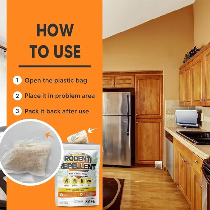Rodent Repellent, Mouse Repellent Pouches, Mice Repellent Indoor, Mouse Deterrent Outdoor, Rat Repellent, Extra-Strength Rodent-Repelling Pouch, Peppermint to Keep Mice Away from Garage-12P