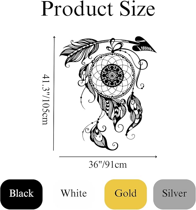 Metal Wall Art Dream Catcher Decor, Dream Catcher Wall Decor Large, Boho Wall Decor, Boho Dream Catcher, Dream Catcher Design, Metal Wall Decor, Interior Decor (Gold, 41.3"x36"/105x91)