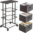 MAX Houser Dresser Tower with 3 Drawers for Bedroom, Fabric Storage Organizer Unit, Chest of Drawers with with WoodTop, Small Vertical Storage for Guest Room, Closet, Entryway, Nursery (Grey)