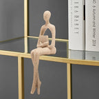 Gold Home Decor Thinker Statue Accents, Set of 3 Thinker Sculptures Office Decor Modern Abstract Resin Decoration on Shelf Table Desk for Living Room Office Bedroom (Large Sandstone)