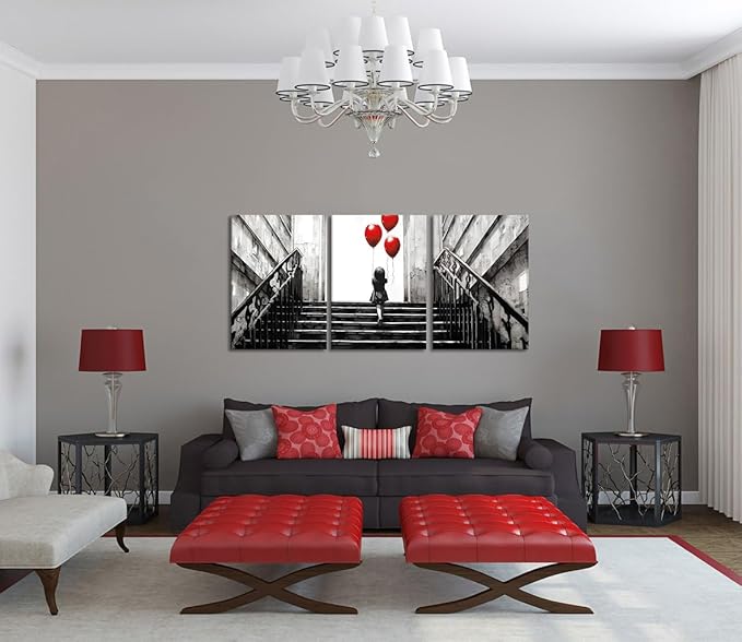 Novatique Graffiti Wall Art Banksy Canvas Wall Art Decor Modern Popular Little Girl Releasing Balloons Funny Graffiti Posters Home Decor for Bedroom Living Room,20" x 28" x 3pcs