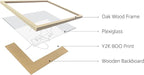 Minimalist Face to Face Wall Art Two Portraits Continuous Line Drawing 16x20 Inch Oak Wood Beige Framed Modern Aesthetic Profile Print for Bedroom Decor