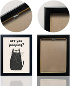 Funny Black Cat Wall Art - Are You Pooping Bad Smell Bathroom Decor, Guest Toilet Decor, Black Framed Prints 8"x10", Cute Animal Modern Minimalistic Bathroom Sign