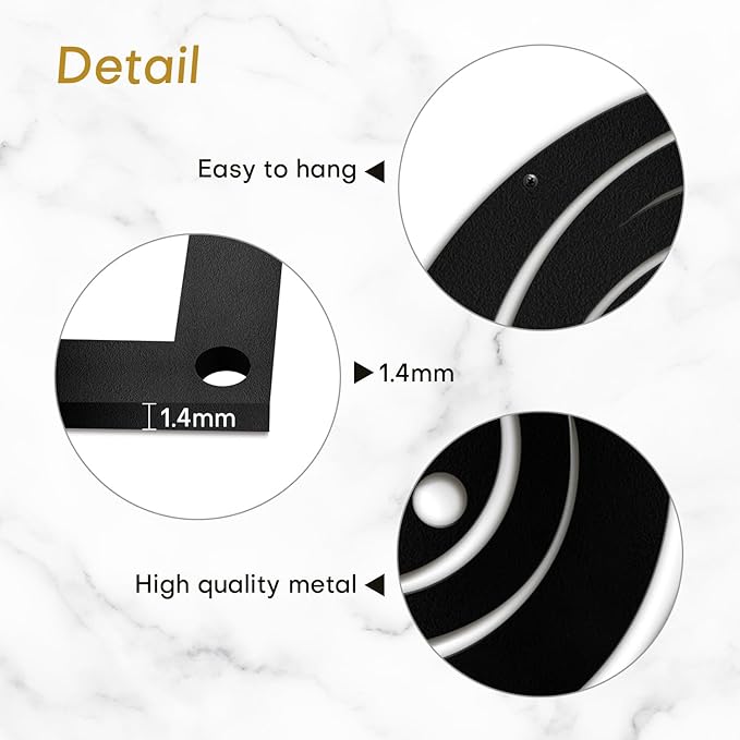 SIGNLEADER Metal Wall Art Decor Color Block Circles Minimalist Modern Abstract Wall Sculpture Hangings Home Decoration for Living Room, Bedroom, Bathroom, Kitchen, Outdoor - 36" Black