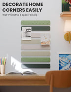 Cork Board Alternative Felt Strip Board 8-Pack 13"x2", Office Pin Board with 50 Push Pins, Adhesive Install for Bedroom Door & Home Office(Sagewood)