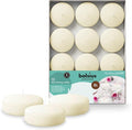 BOLSIUS Ivory Floating Candles 3 inch - 12 Pack Water Candles - Premium European Quality - 8 Hour Clean Burning - No Palm Oil - 0% Animal Fat - Cotton Wick - Centerpiece Decor, Romantic Wedding Events