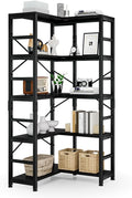 NUMENN 5 Tier Corner Bookshelf, Modern Corner Bookcase, Large Open Shelf Bookcase, Tall Bookshelves Storage Display Rack for Bedroom, Living Room and Home Office, Black