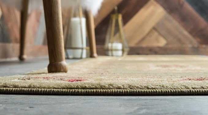Rugs.com Chateau Collection Rug – 3' x 16' 5 Runner Green Medium Rug Perfect for Hallways, Entryways