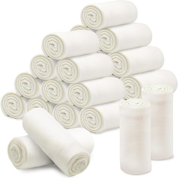 24 Pcs Fleece Blankets Bulk 60 x 50 in, Soft Lightweight Throw Blankets in Bulk for Wedding Bed Couch Outdoor Use Homeless, Large Cozy Wool Valentine's Blankets(White)