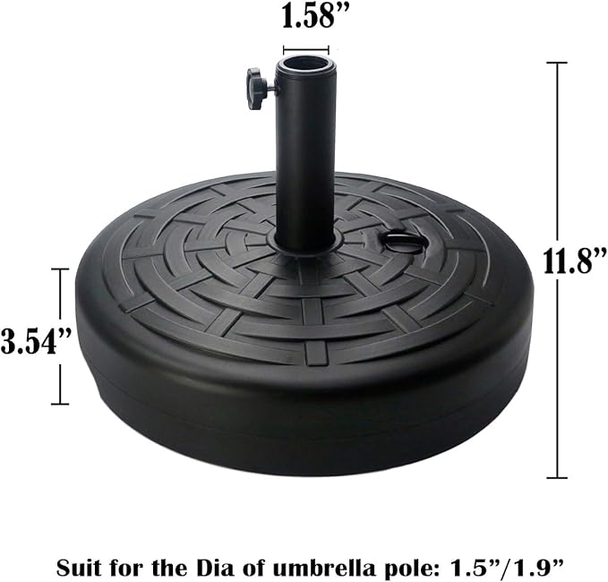 Sunnyglade 30LB Central Pole Umbrella Base with Wide Rattan Design with Steel Umbrella Holder Water Filled Umbrella Base Stand