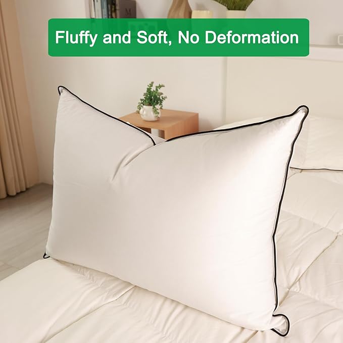 Luxurious Down Pillows - Standard Size, High Fill Power, Breathable Cotton Blend Shell,Down Pillow Ideal for Every Night
