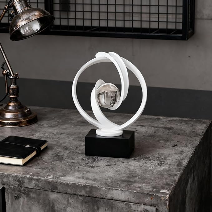 AWNR Gold Abstract Sculpture House Decor Aesthetic - Home Décor Accents for Nightstand, Shelves, Dining Room, Entryway Table, Office, Desk Accessories (White)