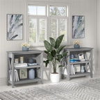 Bush Home Key West Small 2 Shelf Bookcase in Cape Cod Gray, Compact Home Organizer, Vertical Storage Solution, Bookshelf for Office or Living Room