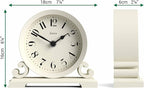 JONES CLOCKS® Saloon Mantel Clock | Traditional Double Scroll Design | Pale Cream | Contemporary Classic Style for Desk, Table, Shelf or Bedside