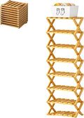 Upgraded The 9-Tier No-Assembly Bamboo Shoe Rack (3–9 Tier), Folding Bamboo Shoe Storage Rack with Zero Assembly Required and Space-Saving Design for Entryway Closet Apartment (Nature, 8 Tier)