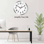 AKCISOT Wall Clock 14 Inch Large Silent Wall Clocks Battery Operated, Silver Modern Non-Ticking Clock Decorative for Living Room,Kitchen,Bathroom,Bedroom,Office,Home,Classroom,School