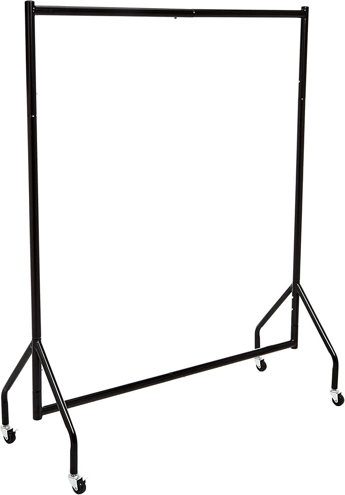 Amazon Basics Heavy Duty Rolling Garment Rack, Hanging Clothes Organizer Rail for Display and Storage, 1.21 x 1.52 m - Black