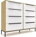 tinge Lira Premium Fabric Dresser - Solid Wooden Frame, 8 Spacious Sag-Proof Drawers with Sleek Metal Handles - Premium & Durable Storage Solution for Your Home (Light Brown)