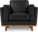 Valencia Artisan Full Leather Accent Chair 41.5” | Pure Full Italian Nappa Leather Chair, Solid Wood Accent, Ultimate Comfort, Black
