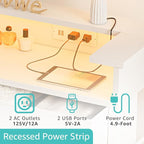 BOLUO White Dresser with LED Light and Charging Station for Bedroom 6 Drawer Dresser with USB Outlet, Fabric Dressers & Chests of Drawers Modern