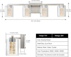 SineRise 4-Light Brushed Nickel Vanity Light with 3 Color Modes (3000K/4000K/6000K), Eye Protection LED Bathroom Light Fixture, Dimmable Modern Wall Light Over Mirror with Clear Glass Shade