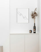 Minimalist Reaching Hands Wall Art Continuous Line Drawing Connection Symbol 8x10 Inch Oak Wood White Framed Aesthetic Modern Decor Print for Bedroom Living Room