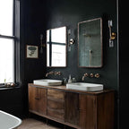 ANDY STAR Hand-Forged Bronze Bathroom Mirrors for Wall, 22x30 Inch Vintage Solid Steel Metal Frame Bathroom Vanity Mirror, Antique Rounded Rectangle Wall Mirror, Hangs Horizontally or Vertically