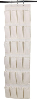 Household Essentials Over The Door 24 Packet Shoe Storage Organizer, Natural Canvas