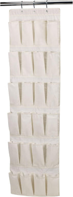 Household Essentials Over The Door 24 Packet Shoe Storage Organizer, Natural Canvas