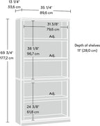 Sauder 5 Tier Book Shelf Wooden Bookcase Multipurpose Bookshelf for Home Office, Living Room, in Glacier Oak
