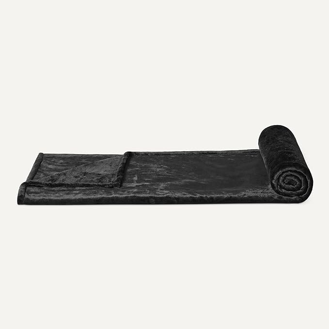 Amazon Basics Soft Fleece Throw Blanket, Lightweight Cozy Blanket for Couch & Sofa, 50 x 60 Inches, Black