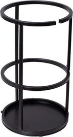 BIRDROCK HOME Circular Umbrella Holder with Removable Drip Tray - Stand for Umbrellas - Entryway - Decorative Metal Freestanding Rack Organizer - Cane Walking Stick Holder - Black
