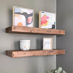 Urbandi Rustic Distressed Floating Shelves, Set of 2, Handmade Out of Pine Wood, 3 Inch Thick, Made in USA (Provincial, 36Lx3Hx8D)