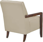 Lexicon Modern Accent Chair, Luxury Genuine Leather Match Living Room Chair With Tufted Cushions, Arm Chair With Solid Wood Frame, Comfy Single Chair For Living Room/Bedroom/Reading Room/Office, Beige