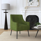 HomePop Mordern Accent Chair, Homepop Home Décor, Accent Chairs for Living Room & Bedroom, Fabric Reading Living Room Side Chair, Single Sofa with Lounge Seat and Metal Legs - Green Velvet
