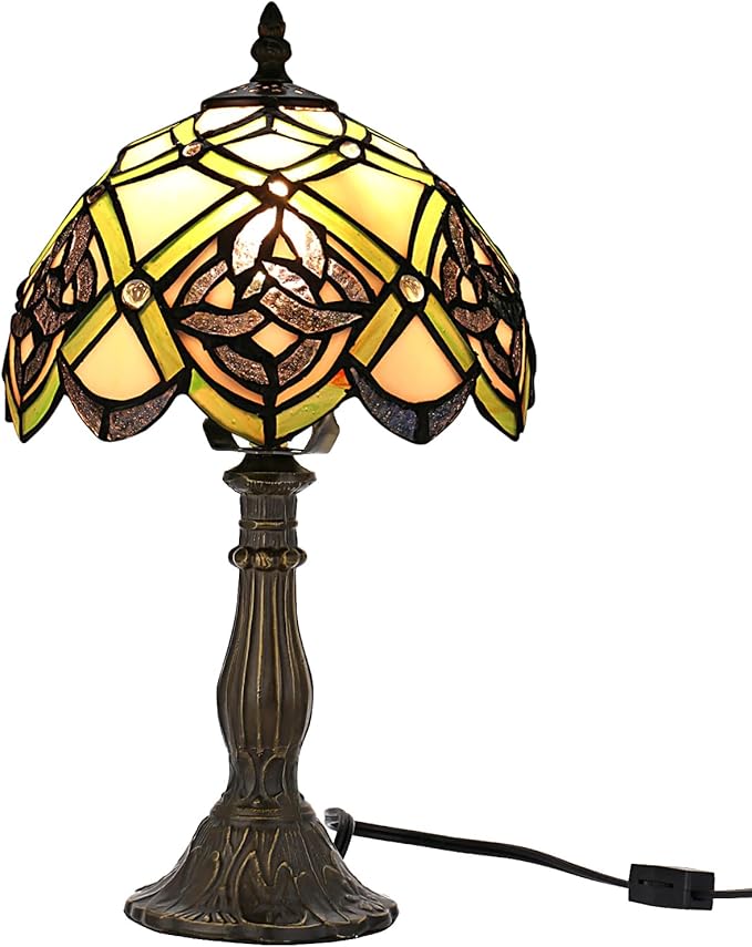 KY&BOSAM Tiffany Table Lamps Irish Celtic Stained Glass Light Lamp 17500 Lumen Style Shade E26 Bulb Holder Metal Base 8*8*14 Inch Memory Gifts Bedroom Living Room Kitchen Office St Patrick's Day Decor