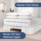 Wrap Around Dust Ruffle Bed Skirt - White - Twin/Twin XL Size Beds with 18 Inch Drop - Easy Fit Elastic Strap - Adjustable Pleated Bedskirt w/Brushed Fabric - Wrinkle Free - Women, Men, Kids & Teens