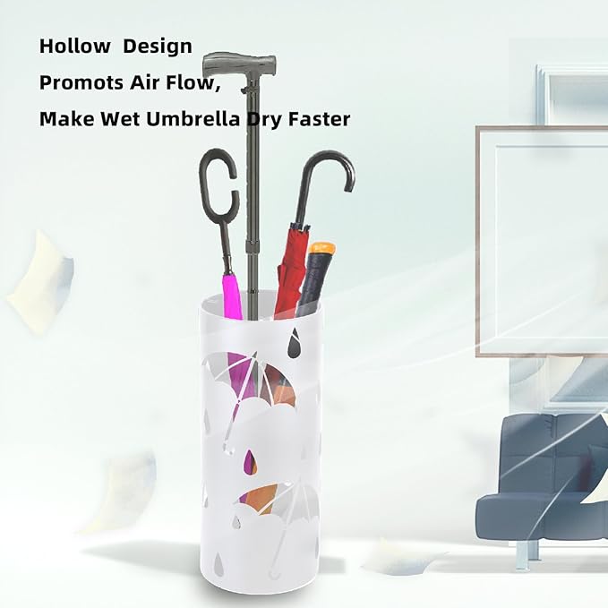 Umbrella Stand Rack for Entryway, Freestanding Round Metal Umbrella Holder, Rain Collection Umbrella Organizer Bin for for Can Walking Stick, Home Office Decor, Hold 4-5 Umbrellas