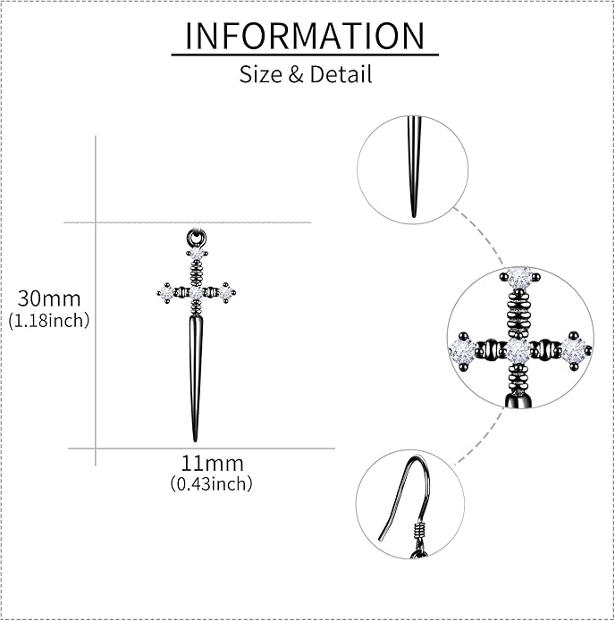 URONE 925 Sterling Silver Earrings Hook Dangle Earrings Jewelry Gifts for Women