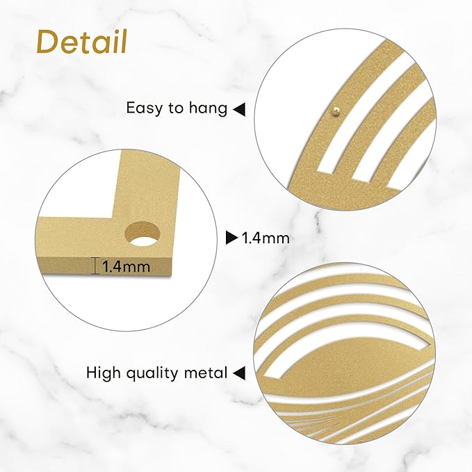 SIGNLEADER Metal Wall Art Decor Gold Circle Stripes Minimalist Modern Abstract Wall Sculpture Hangings Home Decoration for Living Room, Bedroom, Bathroom, Kitchen, Outdoor - 30" Gold