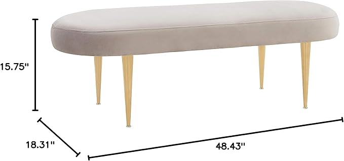 SAFAVIEH Couture Collection Corinne Pale Taupe Velvet and Gold Oval Bench