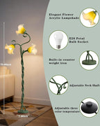 Flower Floor Lamp for Living Room,Tall Standing Reading Lamp with Flexible Neck,3 Color Temperatures LED Dimmable Decorative Light,Green Calla Floor Lamp for Bedroom Corner (Green)