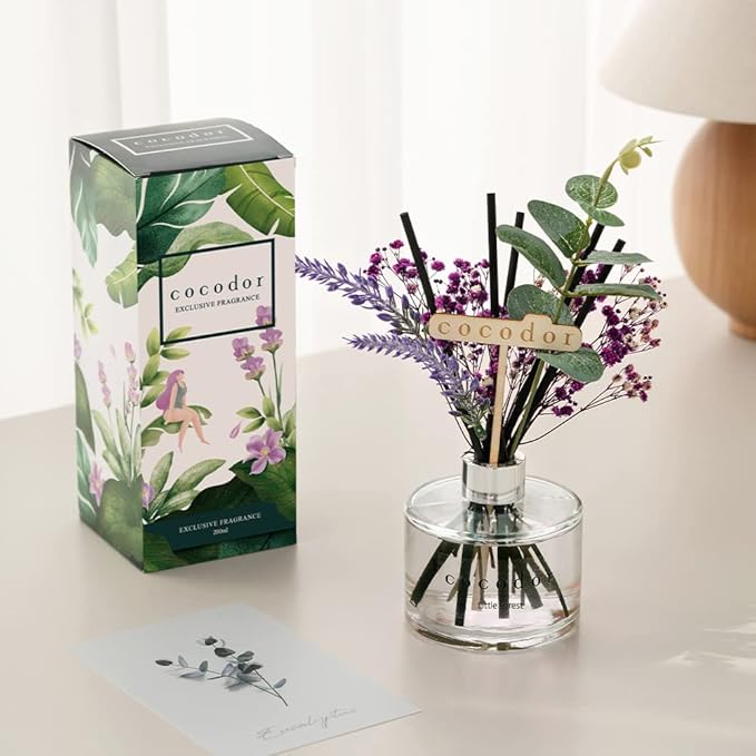 COCODOR Lavender Reed Diffuser/April Breeze/6.7oz/1Pack / Home Fragrance Scent Essential Oil Stick Diffuser for Bedroom Bathroom Home Decor for Women