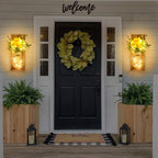 Wall Decor Mason Jar Sconces - Rustic Farmhouse Home Decor with Remote Control Wall Lights and Yellow Rose for Bedroom Wall Decor Living Room Kitchen Decorations Set of Two