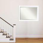 Amanti Art White Wall Mirror 35x45 Basic White Rectangle Bathroom Mirror for Wall Decor Living Room, X-Large Casual Wood Frame, Hangs Horizonally and Vertically, Bathroom Decor, Beveled Edge