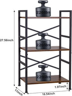 Small Bookshelf for Small Spaces, 3-Tier Industrial Bookcase with Metal Frame and Wood Shelves, Narrow Storage Shelf for Living Room, Bedroom, Apartment