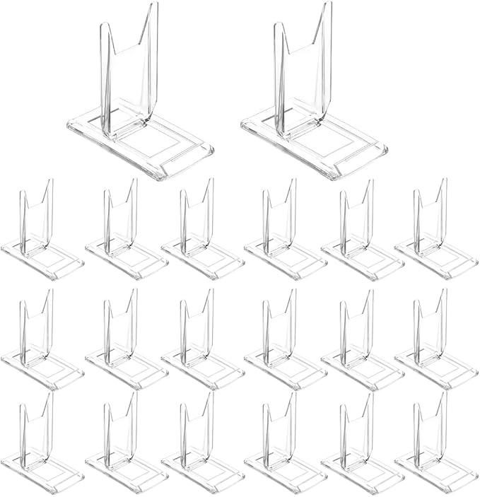 20 Packs Acrylic Comic Book Display Stand, Adjustable Clear Display Holder Easel Collector Stand for Home Office Comic Magazine Postcard Art DVD Album Jewelry Pictures Platter